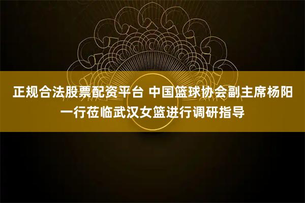 正规合法股票配资平台 中国篮球协会副主席杨阳一行莅临武汉女篮进行调研指导